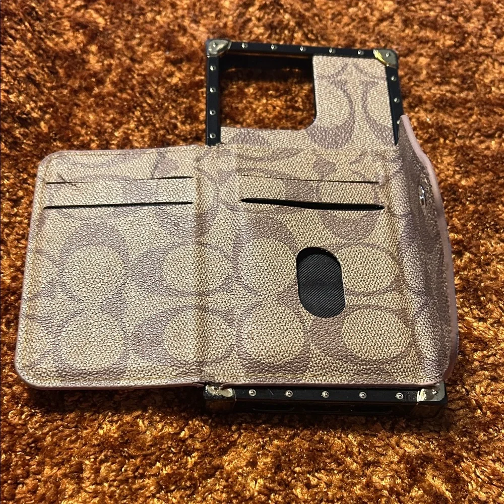 Coach Tan Signature Phone Case with Card Slot